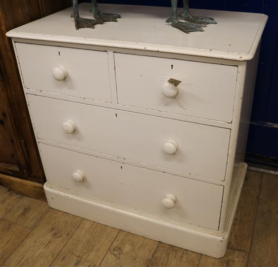 A white painted chest of drawers W.90cm